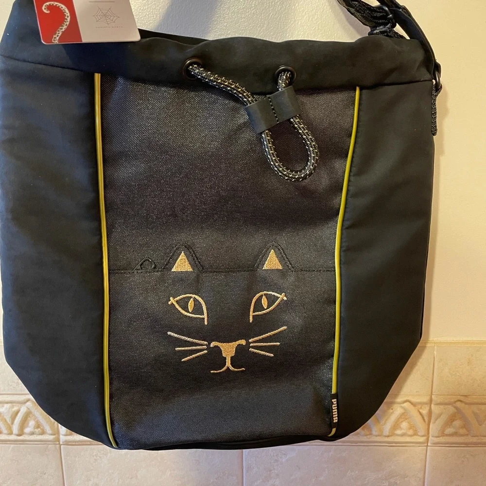 NWT PUMA x CHARLOTTE OLYMPIA BLACK CAT BUCKET BAG Case Purse Tote Strap NEW - Picture 6 of 12